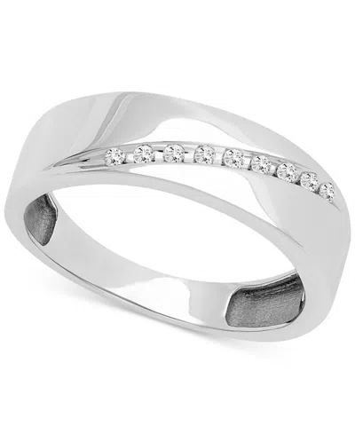 Macy's Men's Diamond Diagonal Wedding Band (1/10 Ct. T.w.) In 14k White Gold