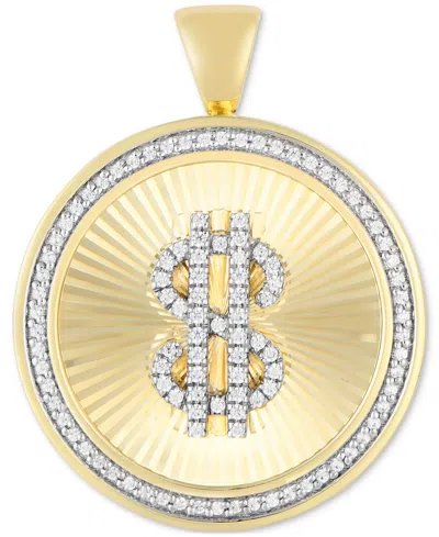 Macy's Men's Diamond Dollar Sign Disc Pendant (3/8 Ct. T.w.) In 10k Gold