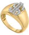 Macy's Men's Diamond Dollar Sign Ring (1/3 Ct. T.w.) In 14k Gold-plated Sterling Silver