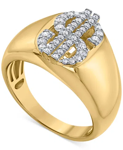 Macy's Men's Diamond Dollar Sign Ring (1/3 Ct. T.w.) In 14k Gold-plated Sterling Silver