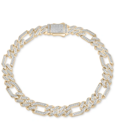 Macy's Men's Diamond Figaro Link Bracelet Necklace (1 Ct. T.w.) In 10k Gold