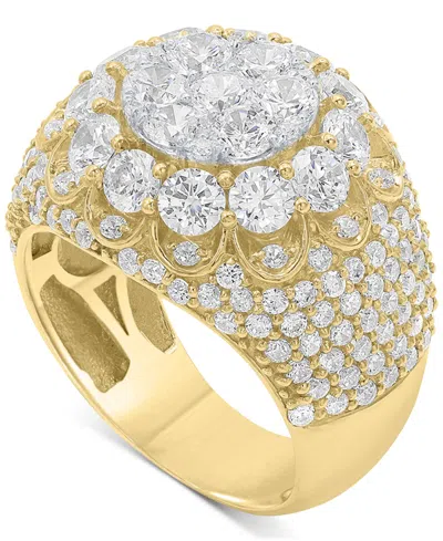 Macy's Men's Diamond Halo Cluster Ring (5 Ct. T.w.) In 10k Gold In Yellow Gold