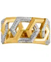 Macy's Men's Diamond Hexagon Link Inspired Ring (1/2 Ct. T.w.) 18k Gold-plated Sterling Silver In Gold Over Silver
