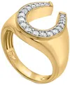 Macy's Men's Diamond Horseshoe Ring (1/3 Ct. T.w.) In 14k Gold-plated Sterling Silver