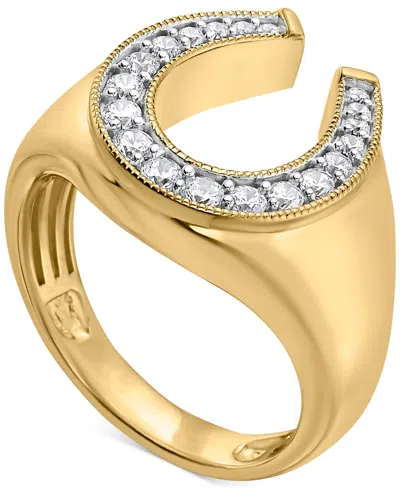 Macy's Men's Diamond Horseshoe Ring (1/3 Ct. T.w.) In 14k Gold-plated Sterling Silver In Multi