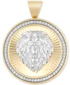 Macy's Men's Diamond Lion Sunray Disc Pendant (1/4 Ct. T.w.) In 10k Gold In Gold