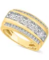 Macy's Men's Diamond Multirow Band (2 Ct. T.w.) In 10k Gold In Yellow Gold