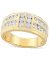 Macy's Men's Diamond Multirow Channel-set Ring (1 Ct. T.w.) In 10k Gold In Gold