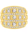 Macy's Men's Diamond Multirow Polished Statement Ring (3 Ct. T.w.) In 10k Gold In Gold