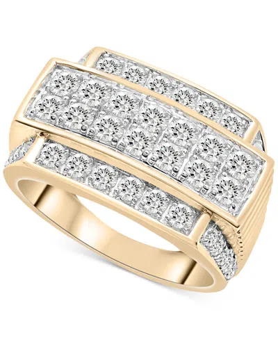 Macy's Men's Diamond Multirow Two Level Cluster Ring (2 Ct. T.w.) In 10k Gold In Yellow Gold
