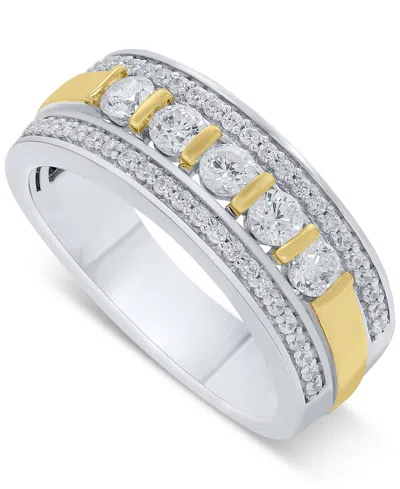 Macy's Men's Diamond Openwork Band (1 Ct. T.w.) In 10k Two-tone Gold