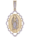 MACY'S MEN'S DIAMOND OUR LADY OF GUADALUPE SCALLOPED MEDALLION PENDANT (1/5 CT. T.W.) IN 10K GOLD