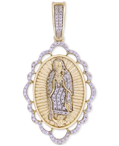 Macy's Men's Diamond Our Lady Of Guadalupe Scalloped Medallion Pendant (1/5 Ct. T.w.) In 10k Gold In Yellow Gold