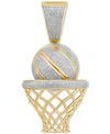 Macy's Men's Diamond Pave Basketball & Net (3/4 Ct. T.w.) In 14k Gold-plated Sterling Silver In Gold