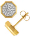 Macy's Men's Diamond Pave Cluster Octagon Stud Earrings (1/4 Ct. T.w.) In Stainless Steel & Gold Ion-plated In Gold-tone