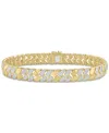 Macy's Men's Diamond Pave Cluster Square Link Bracelet (2 Ct. T.w.) In 14k Gold-plated Sterling Silver In Gold