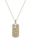 Macy's Men's Diamond Pave Dragon Dog Tag 22" Pendant Necklace (1 Ct. T.w.) In 10k Gold In Gold