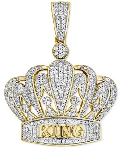 Macy's Men's Diamond Pave King & Crown Pendant (3/4 Ct. T.w.) In 10k Gold In Yellow Gold