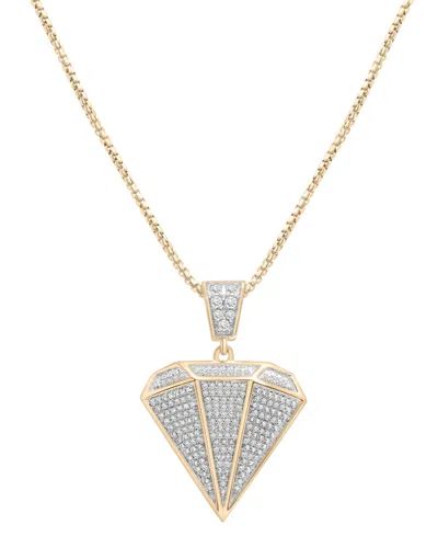Macy's Men's Diamond Pave Shaped 22" Pendant Necklace (1/2 Ct. T.w.) In 14k Gold-plated Sterling Silver In Gold Over Silver