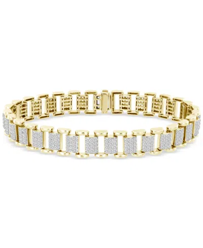 Macy's Men's Diamond Pave Square Link Bracelet (3 Ct. T.w.) In 10k Gold
