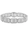 Macy's Men's Diamond Pave Square Link Bracelet (6-1/2 Ct. T.w.) In 10k White Gold In White Gold