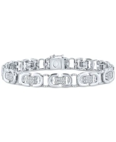 Macy's Men's Diamond Pave U Link Bracelet (1 Ct. T.w.) In Sterling Silver In Metallic