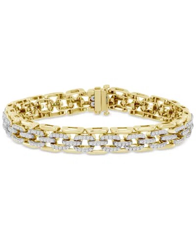 Macy's Men's Diamond Pave Wide Chain Link Bracelet (2-1/4 Ct. T.w.) In 10k Gold