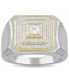 Macy's Men's Diamond Ring (1 Ct. T.w.) In Yellow Gold Plated Sterling Silver In Metallic