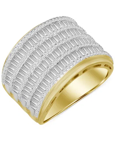 Macy's Men's Diamond Round & Baguette Multirow Ring (2 Ct. T.w.) In 10k Gold