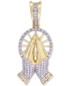 Macy's Men's Diamond Round & Baguette Praying Hands Pendant (1/6 Ct. T.w.) In 10k Gold In Yellow Gold