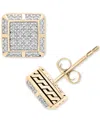 Macy's Men's Diamond Square Cluster Stud Earrings (1/3 Ct. T.w.) In 14k Gold-plated Sterling Silver In Gold Over Silver