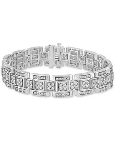Macy's Men's Diamond Square Link Bracelet (5 Ct. T.w.) In 10k White Gold