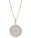 Macy's Men's Diamond Star Of David Disc 22" Pendant Necklace (1/2 Ct. T.w.) In 14k Gold-plated Sterling Sil In Gold Over Silver