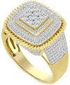 Macy's Men's Diamond Statement Ring (1 Ct. T.w.) In 10k Yellow Gold In Gold
