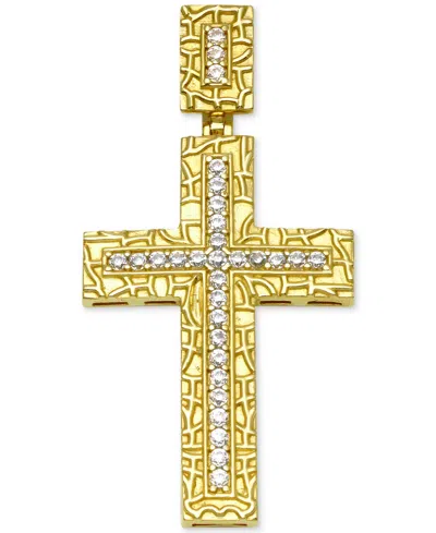 Macy's Men's Diamond Textured Cross Pendant (1/4 Ct. T.w.) In 10k Gold