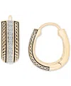 Macy's Men's Diamond Thick Hoop Earrings (1/5 Ct. T.w.) In 14k Gold-plated Sterling Silver, 1/2" In Gold Over Silver