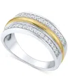 Macy's Men's Diamond Triple Row Band (1/2 Ct. T.w.) In 10k Two-tone Gold In Brown