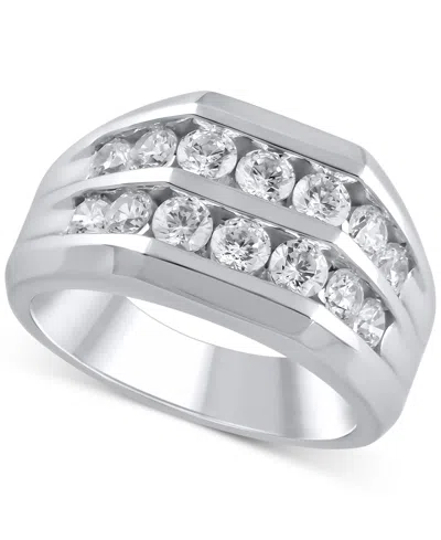 Macy's Men's Diamond Two-row Channel-set Ring (1-1/2 Ct. T.w.) In 10k White Gold