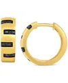 Macy's Men's Diamond Zigzag Small Hoop Earrings (1/20 Ct. T.w.), 15mm (also In Black Diamond) In Gold Over Silver