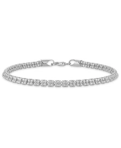 Macy's Men's Diamond-cut Ice Chain Bracelet In Sterling Silver In Metallic