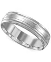Macy's Men's High-polished Etched Wedding Band In 14k White Gold In White Gold