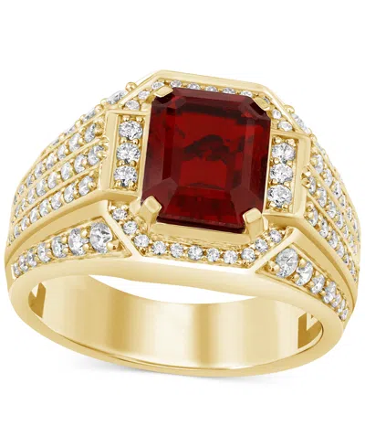Macy's Men's Lab Created Ruby (4-1/6 Ct. T.w.) & Lab-created Diamond (1 Ct. T.w.) Ring In 10k Gold In Red