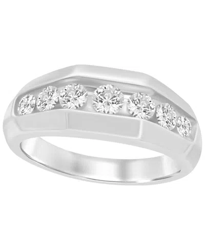 Macy's Men's Lab Grown Diamond (1 Ct. T.w.) Ring In Sterling Silver In Metallic
