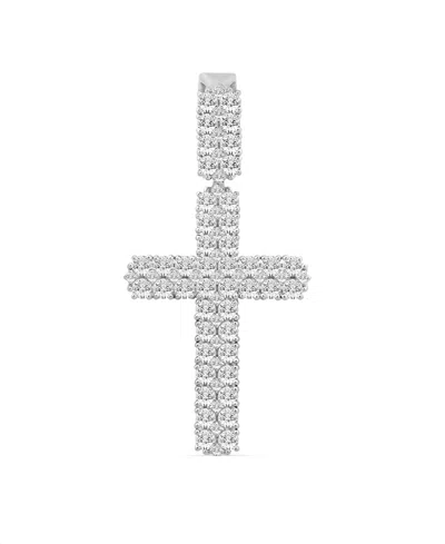 Macy's Men's Lab Grown Diamond (3-1/2 Ct. T.w.) Cross Pendant In Sterling Silver In Metallic