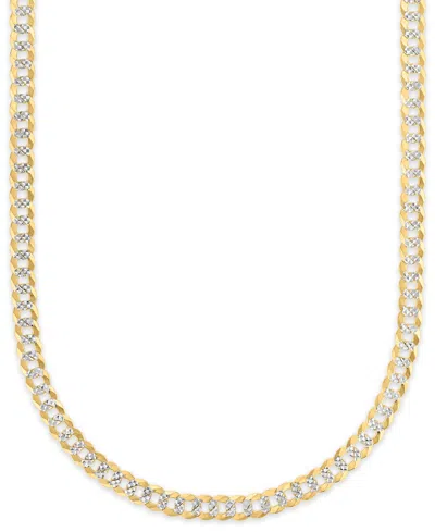 Macy's Men's Pave Diamond-cut Curb Link Chain Necklace In 14k Two-tone Gold Over Sterling Silver
