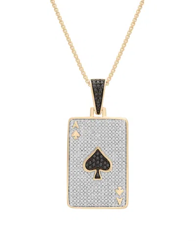 Macy's Men's Poker Diamond Pendant Necklace (1/2 Ct. T.w.) In 14k Gold Plated Over Sterling Silver In Yellow