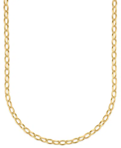 Macy's Men's Polished & Textured Oval Link Chain Necklace In 14k Gold Over Sterling Silver In Pattern