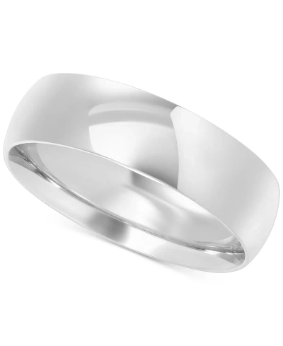 Macy's Men's Polished Comfort Fit Wedding Band In 10k White Gold, Created For