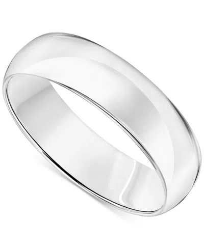 Macy's Men's Polished Comfort Fit Wedding Band In Platinum