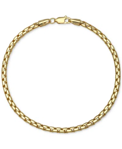 Macy's Men's Polished Rounded Box Link Chain Bracelet In 14k Gold
